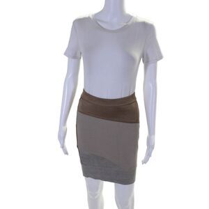 VPL Womens Patchwork Monochrome Elastic Waistband Short Skirt Brown Size S